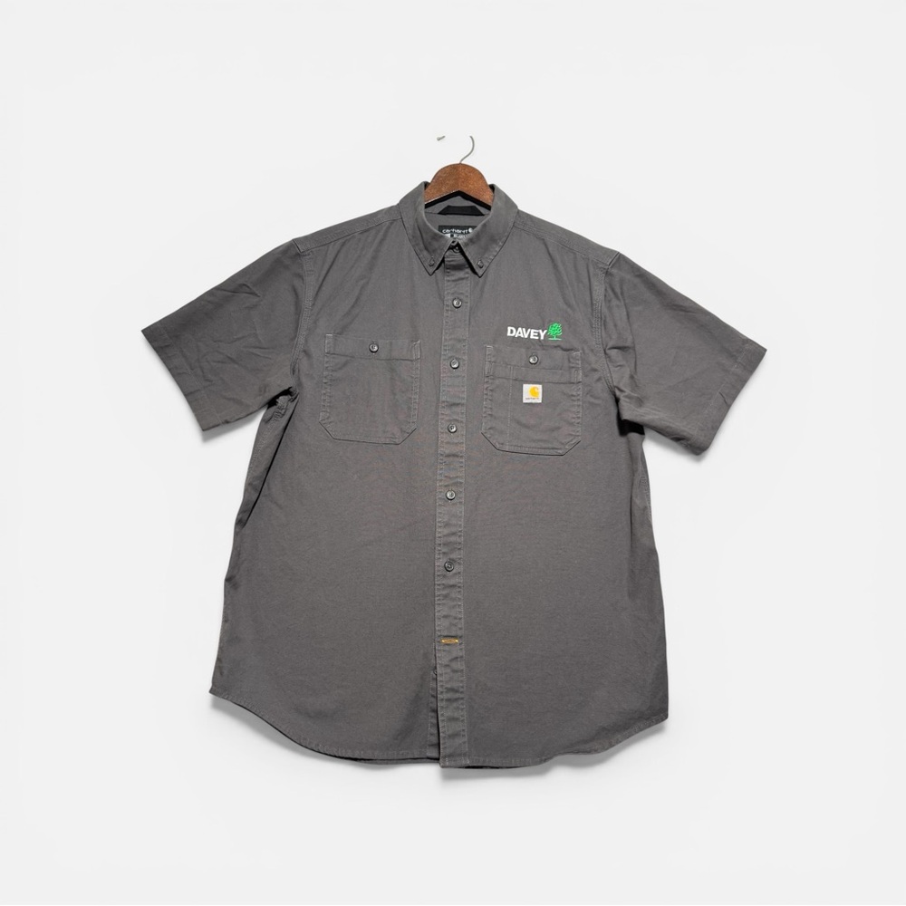 Carhartt Charcoal Relaxed-Fit Midweight Canvas Short-Sleeve Shirt Men L